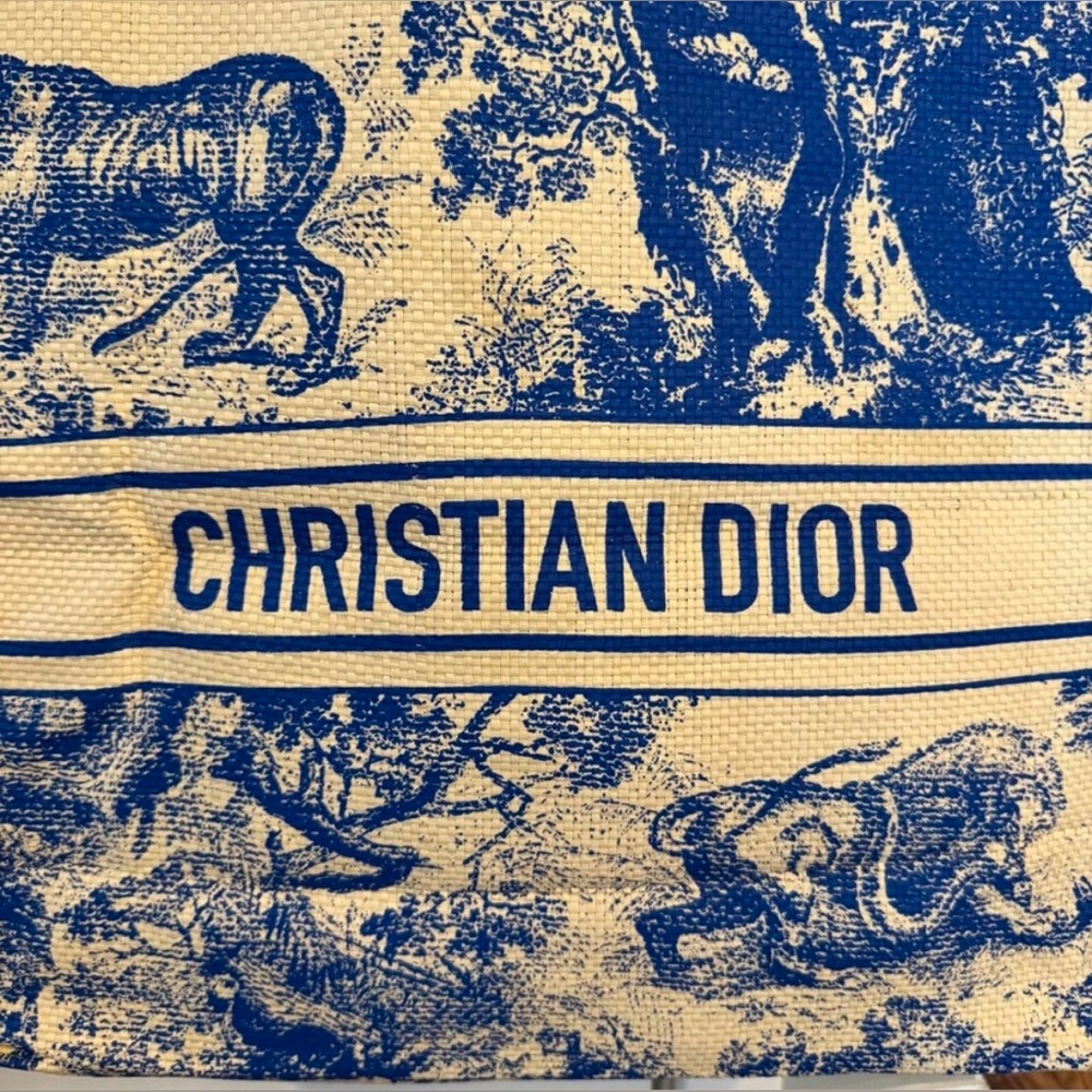 🆕 💙 DIOR Dioriviera Blue VIP Straw Tote Bag NIP - Picture 4 of 5